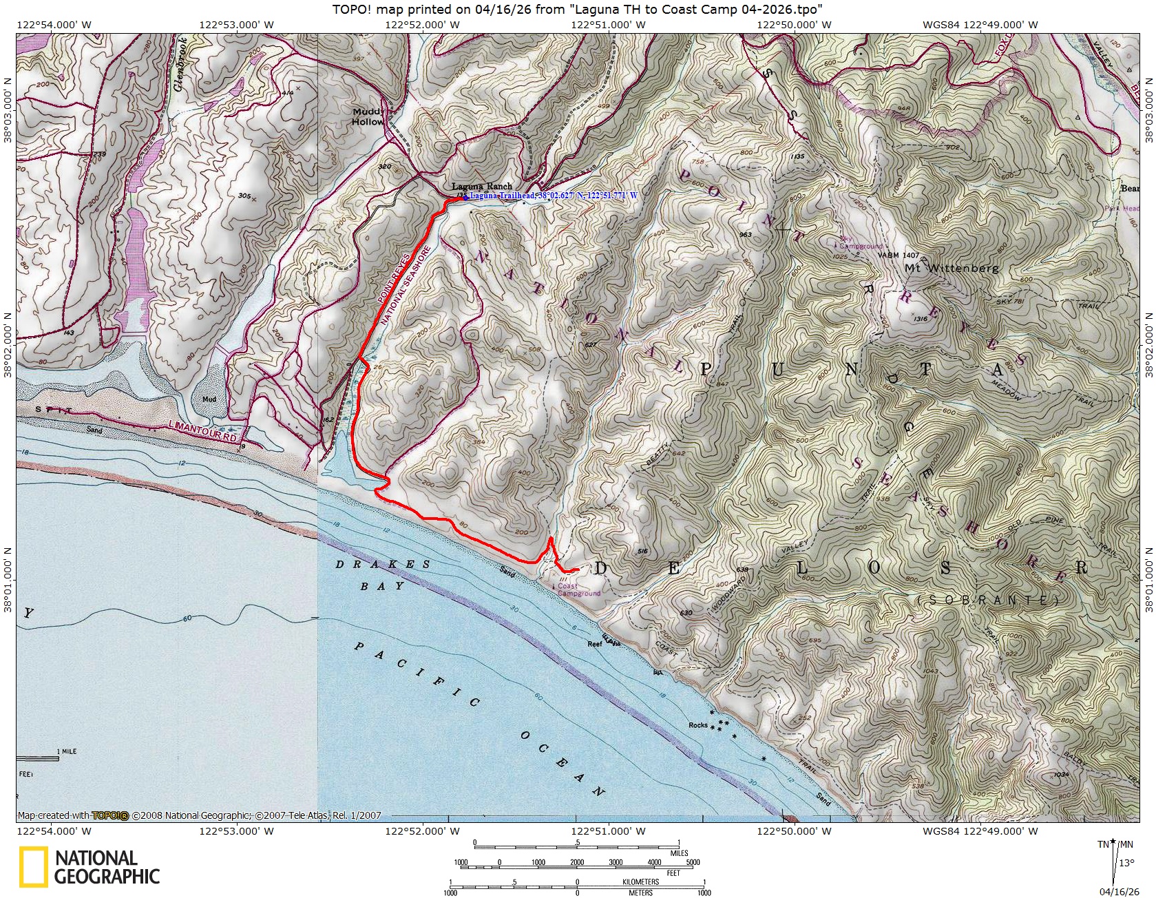 map of path taken on way to camp